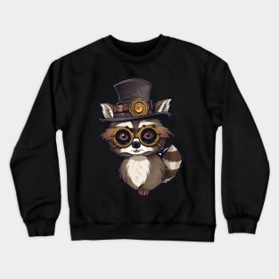 Cute Cartoon Steampunk Raccoon Crewneck Sweatshirt